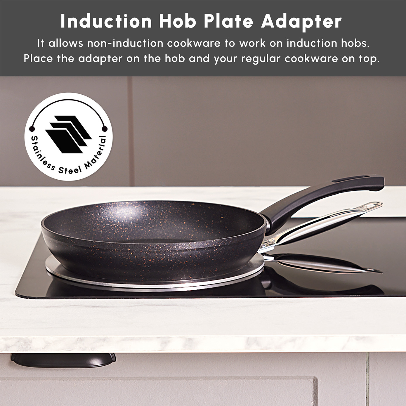 Karaca Stainless Steel Induction Hob Plate Adapter, 26cm, Grey  