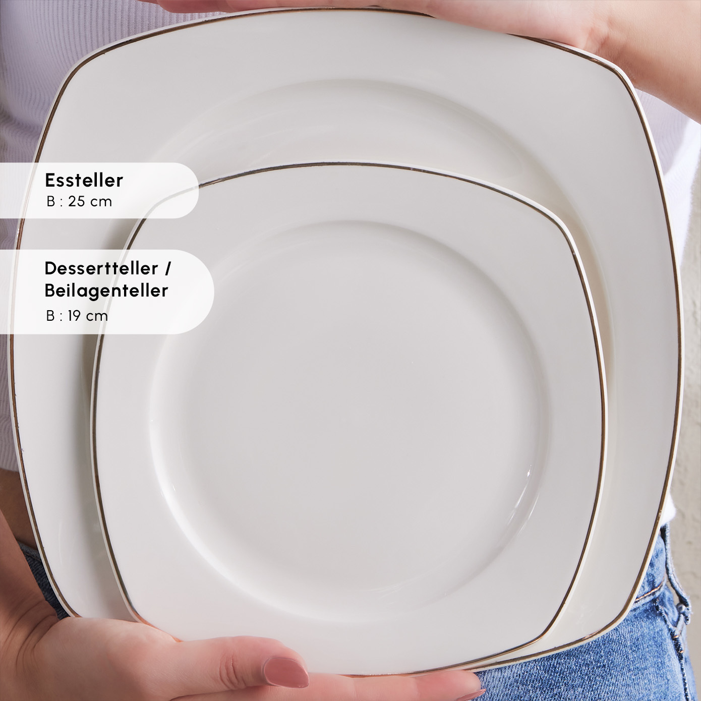 Karaca Timeless Gold Square Geschirr-Set für 12 Personen, 84  