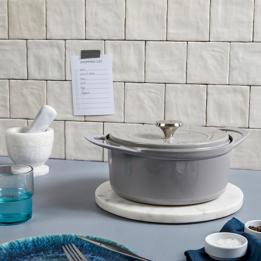 Pot Art Cast Iron Induction Stockpot with Lid, 24cm, Grey KARACA UK