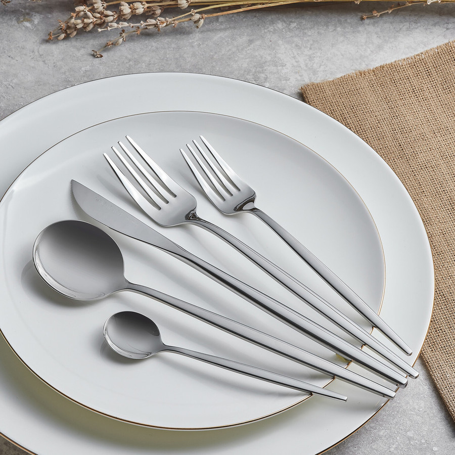 Karaca Orion Stainless Steel Cutlery Set for 6, 30 Piece, Platinum