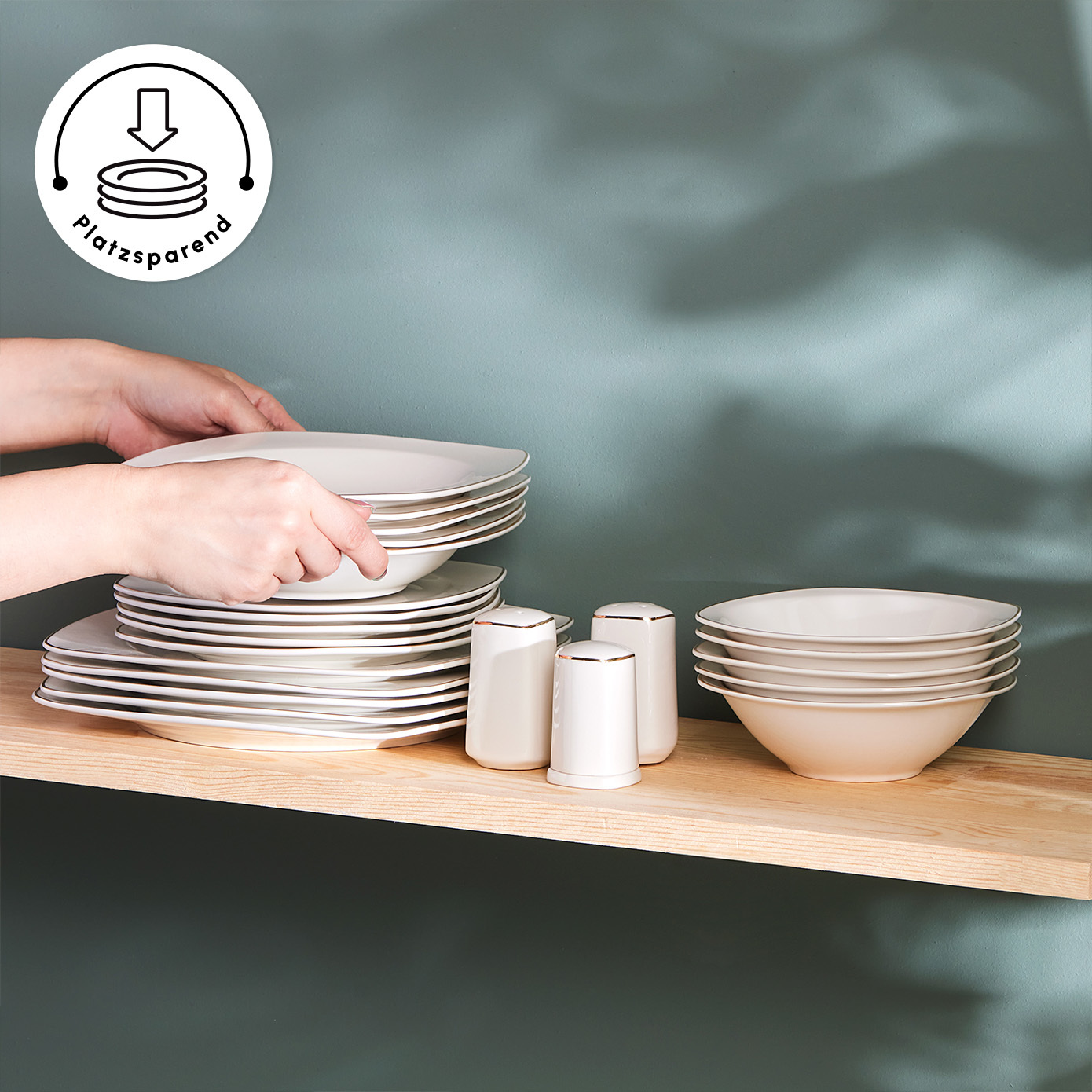 Karaca Timeless Gold Square Geschirr-Set für 12 Personen, 84  